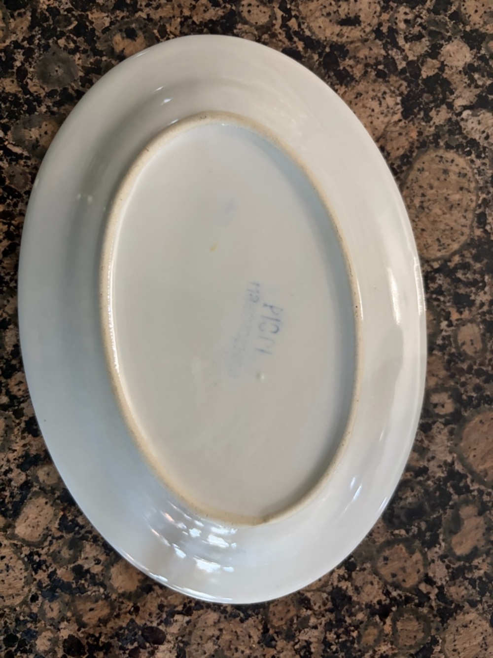 Blue and White Scenic Oval Ceramic Plate - Decorative Accent - Picture 2 of 4